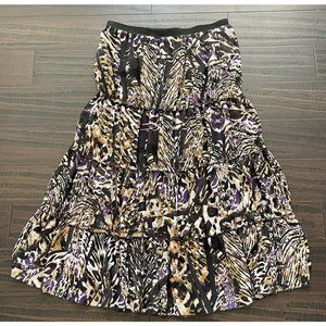 Lane Bryant Animal Print Skirt Plus Size 14 16 Tiered Black Purple Elastic Maxi